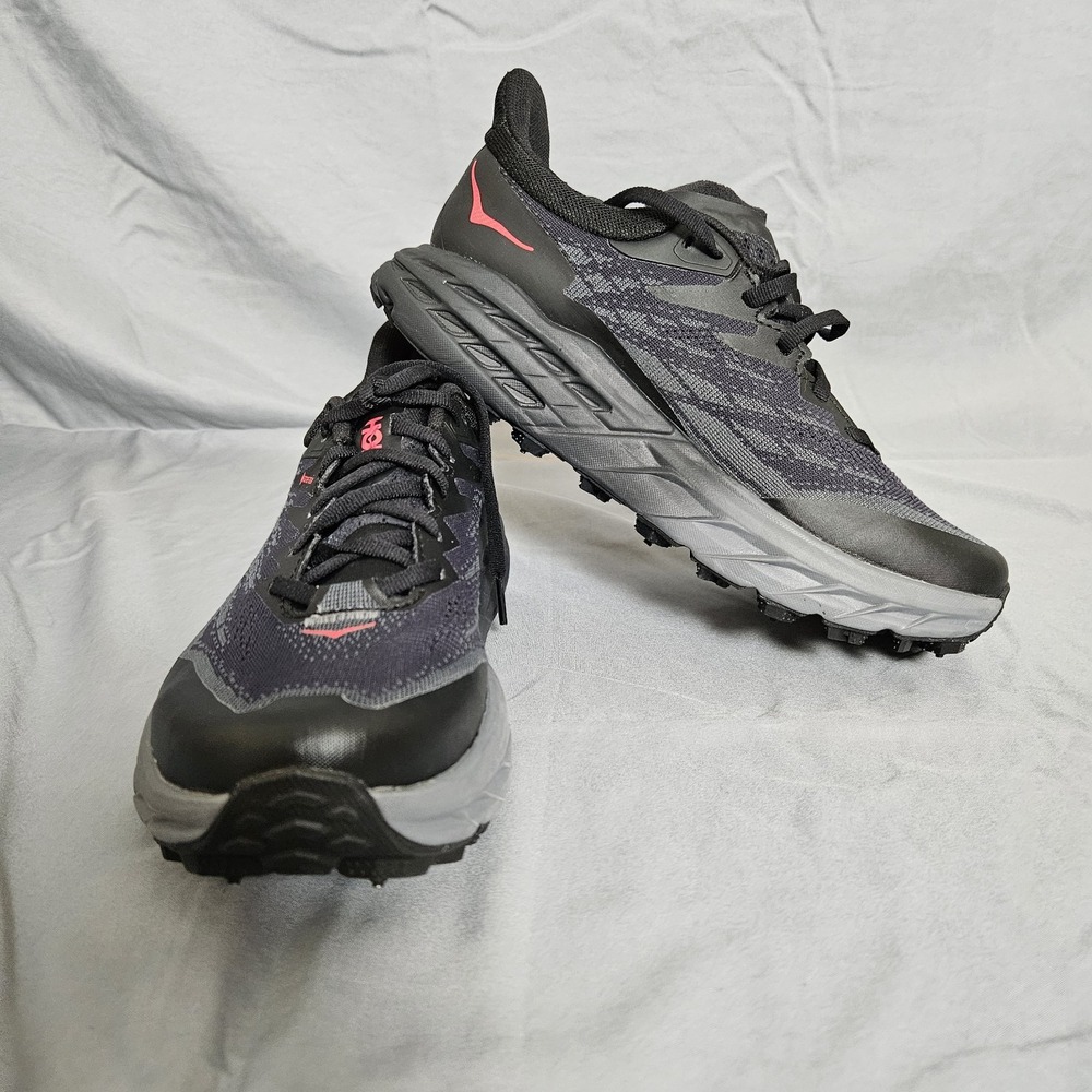 HOKA Speedgoat 5 GTX Spike Women's 6 Trail‎ Running Shoes Black Grey Waterproof